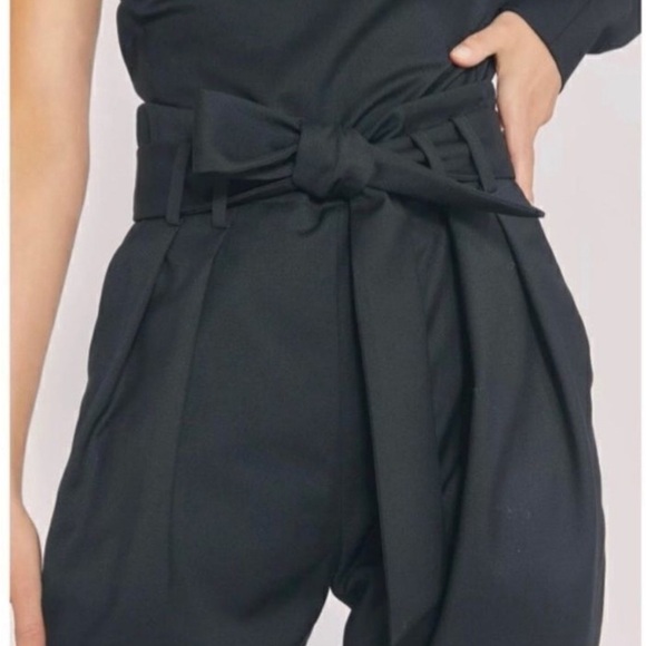 IRO Harabel Wool One Shoulder Puff Sleeve Belt Tailored Pleated Jumper Jumpsuit - Picture 11 of 15